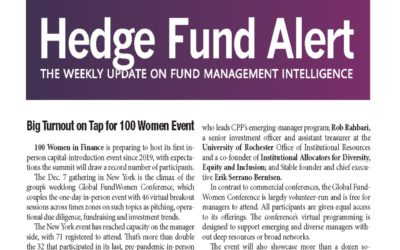 Hedge Fund Alert Reports Big Turnout on Tap for 100WF’s 2023 Global FundWomen Week